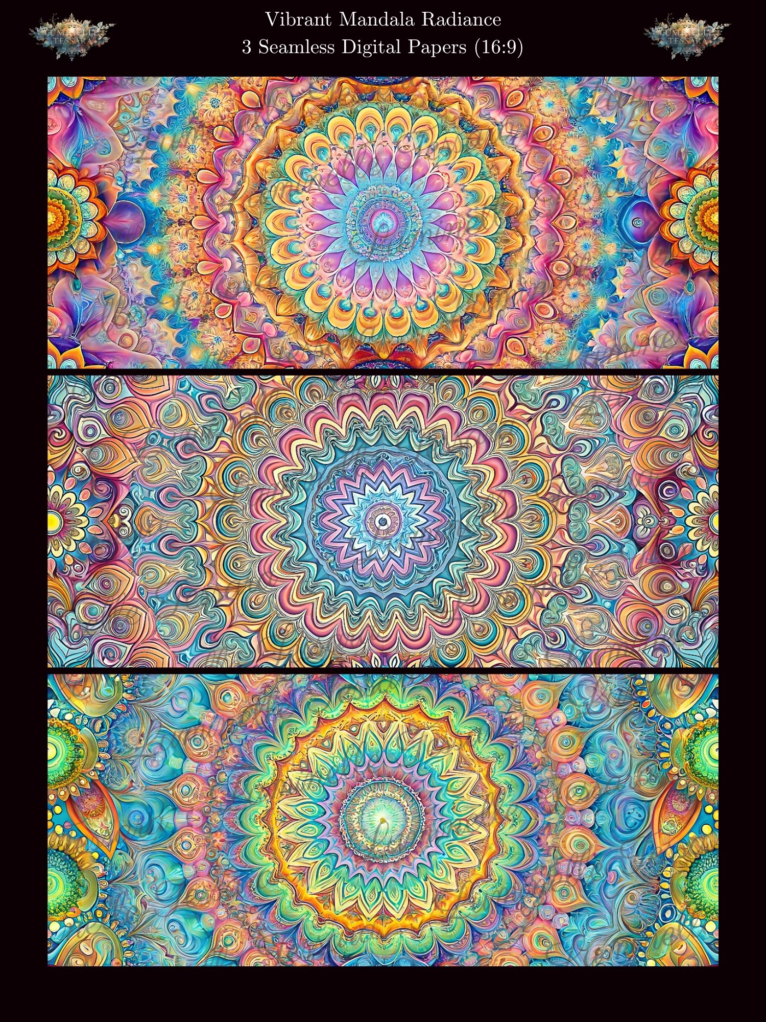 Vibrant Mandala Radiance Digital Backgrounds product image (1)