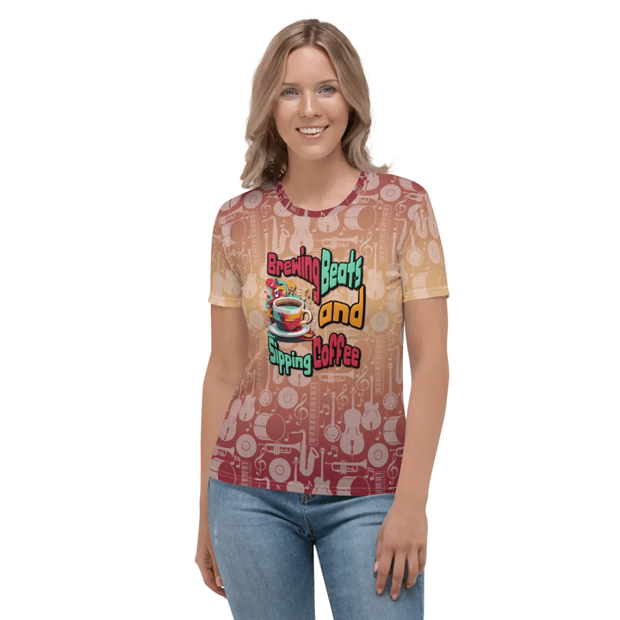 Brewing Beats and Sipping Coffee All Over Print T-shirt product image (2)