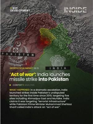 May 6, 2025 | In a dramatic escalation, India launched strikes inside Pakistan’s undisputed territory for the first time since 2019, targeting five sites including Ahmadpur East and Muridke. India claims it was targeting “terrorist infrastructure” while Pakistani Prime Minister Muhammad Shehbaz Sharif called India’s attack an “act of war”. #geopolitics #news #India #Pakistan #OperationSindoor #IndiaPakistanWar