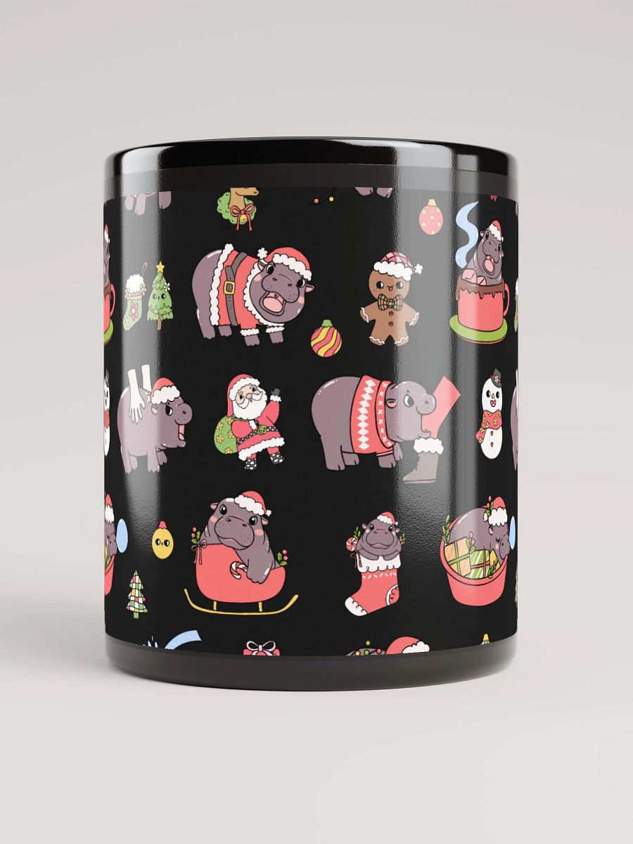 MOODENG'S CHRISTMAS BLACK GLOSSY MUG! product image (6)