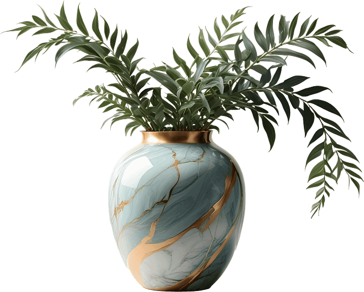 Azure Serenity – Vase Marble Kintsugi Elegance PNG product image (1)