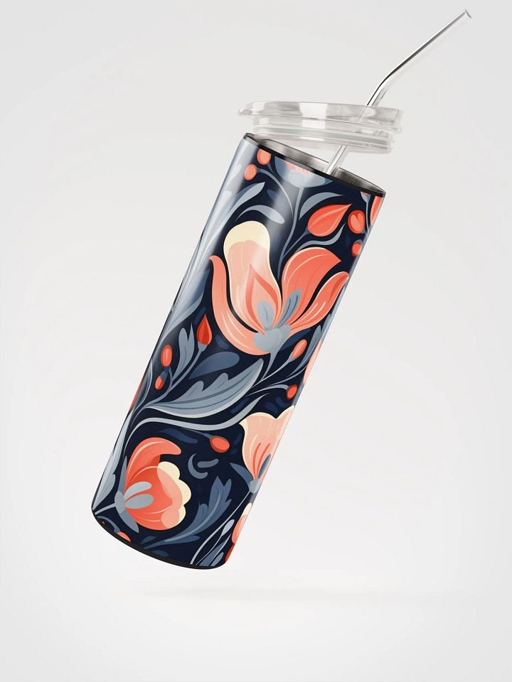 Forest Pastel Red Floral Harmony 20oz Stainless Steel Tumbler – Elegant & Durable product image (2)