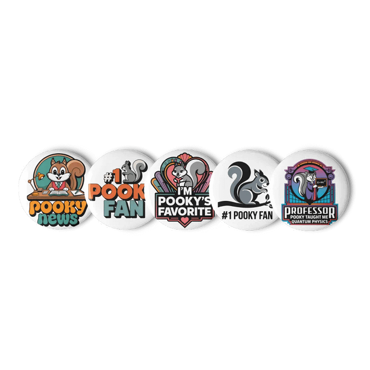 Original Pooky Artwork Buttons: Set of Five -u product image (1)