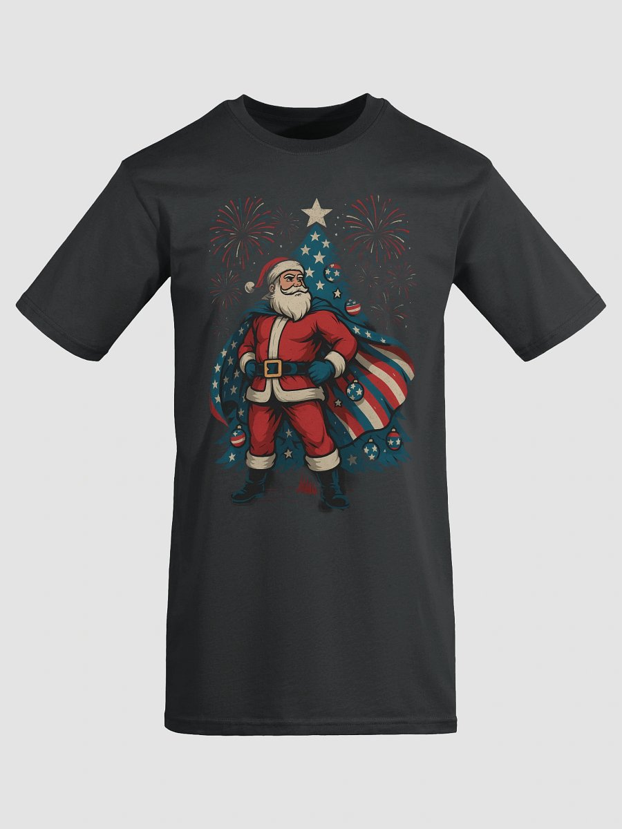 Patriotic Santa Claus American Flag Superhero Christmas Tree Men's Tee product image (9)