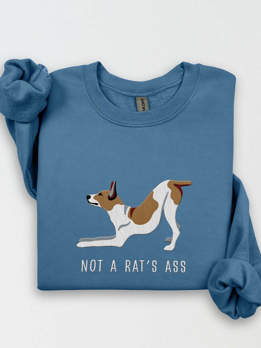 Not a Rat's Ass Sweatshirt (Embroidered) of a Rat Terrier(Brown & White) product image (1)