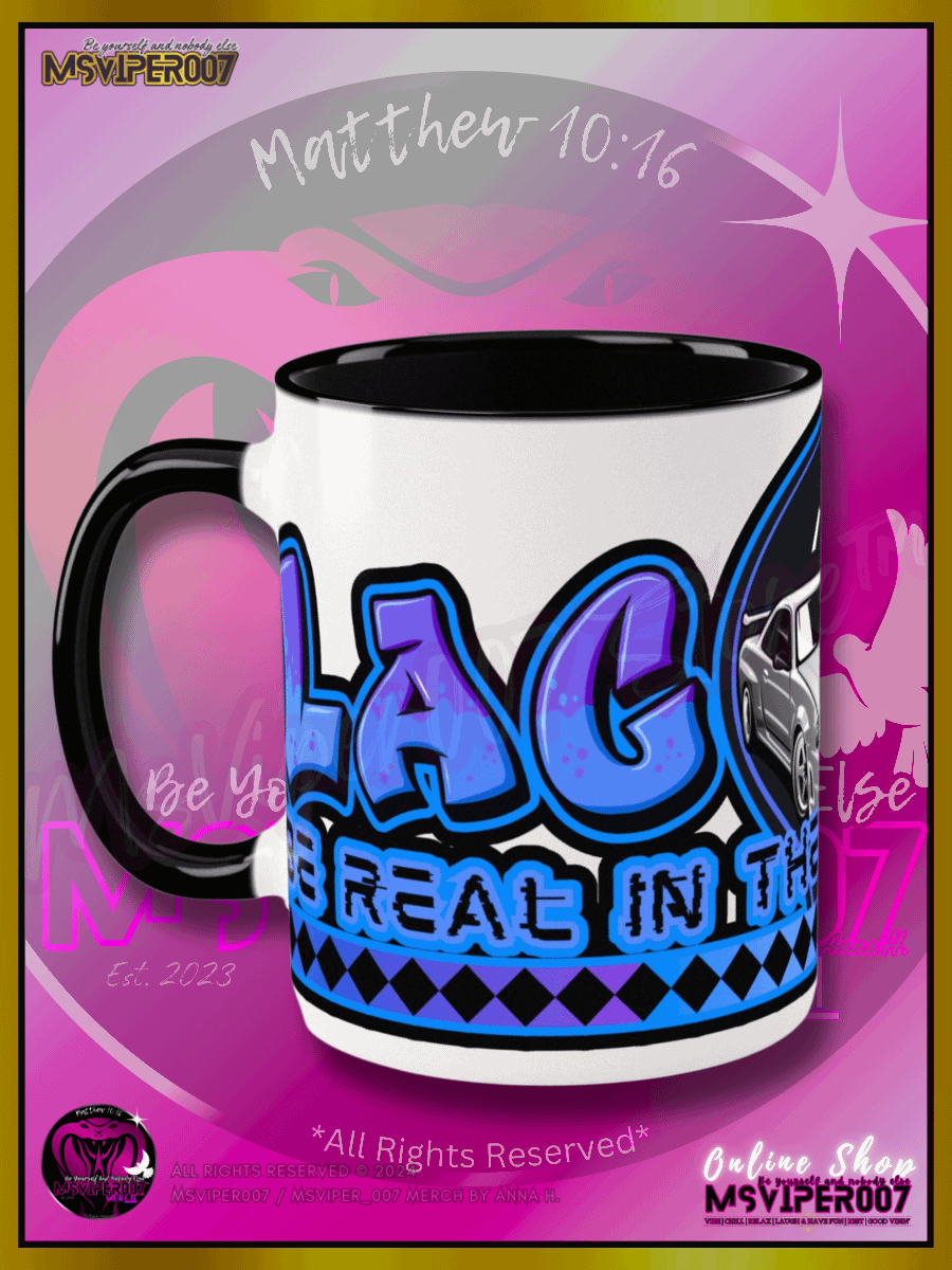 Mug - MsViper007's "Lag Be Real in these Skreetz [blue]" Hot Beverage Mug with color inside by Anna H. product image (1)