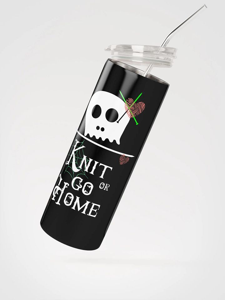 Knit or Go Home quote with a skull and knitting needles product image (2)