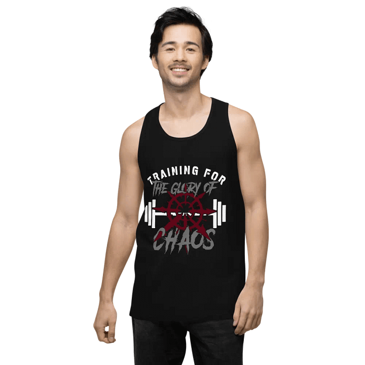 Training for the Glory of Chaos Men's Gym Tank Top | Warhammer 40K Chaos Workout Gear product image (3)