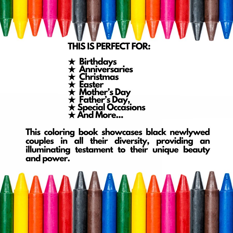 Black Wedding Large Print Coloring Book Pages - Instant Digital Download product image (5)