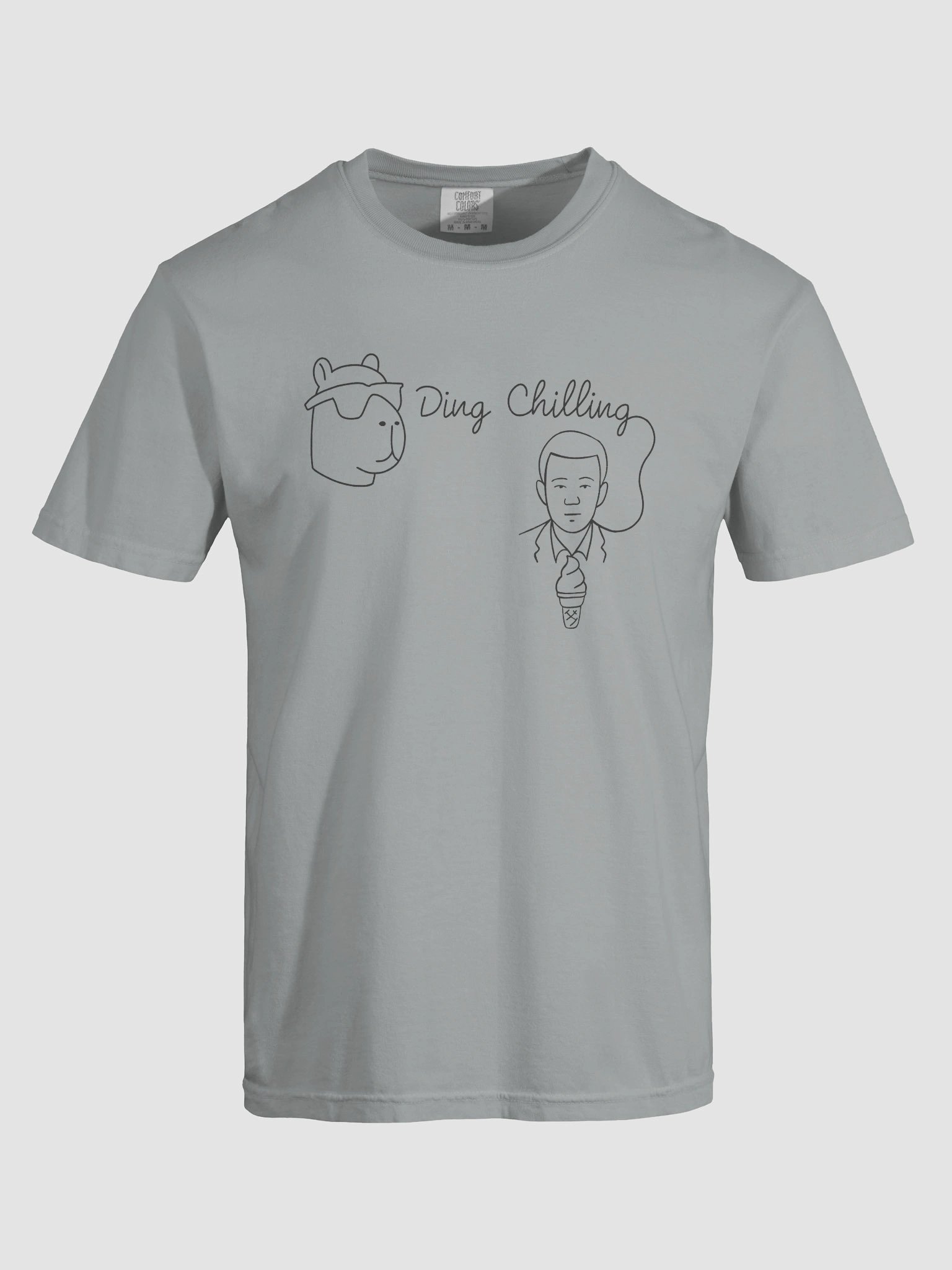 Ding Chilling [5b] – Chill Capybara & Ice Cream Meme | Hand-Drawn Chess Humor | Black Line Art for Light Colors | T-Shirt product image (7)