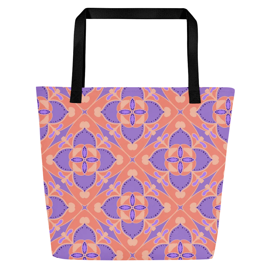Peach and Lilac Symmetry Pattern All Over Print Tote product image (2)