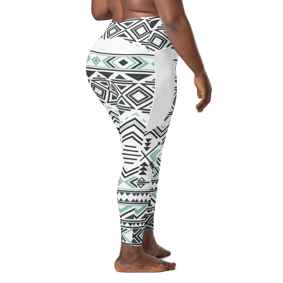 Aqua & Slate Geometric Boho Leggings with Pockets product image (8)
