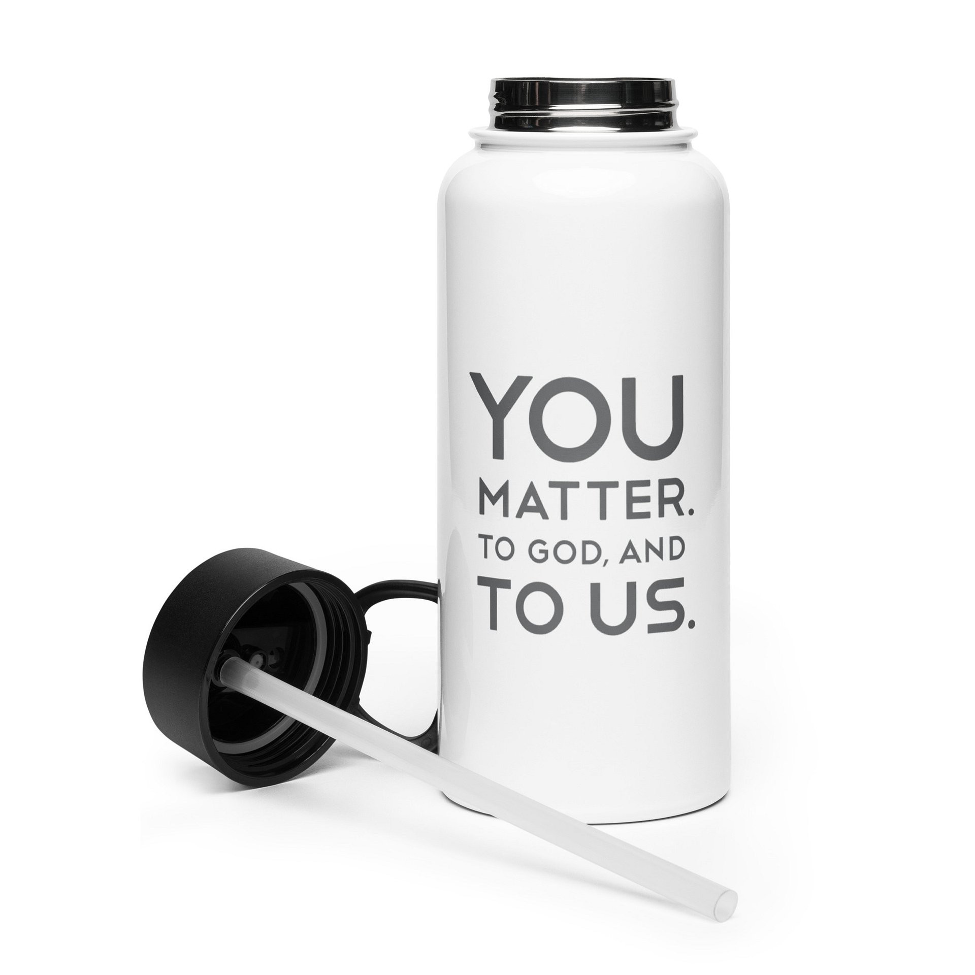 AUMC Logo and Mission Tag Stainless Steel Water Bottle with Straw Lid product image (4)