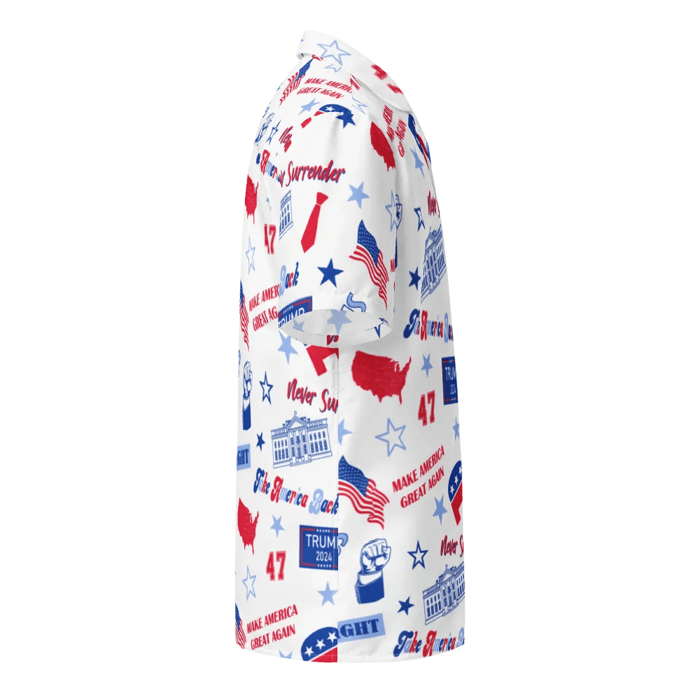 Trump 2024 Election-Themed White Pattern Hawaiian Shirt - Patriot Trump Supporter Make America Great Again product image (10)