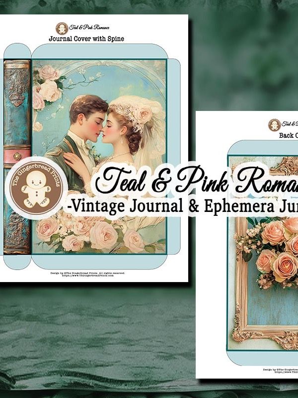 Teal & Pink Romance Journal & Ephemera Kit Digital Download only product image (9)