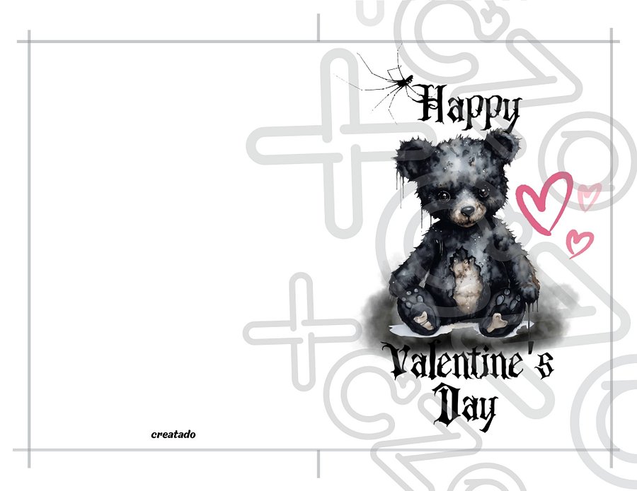 Printable Creepy Bear Valentine's Card product image (3)