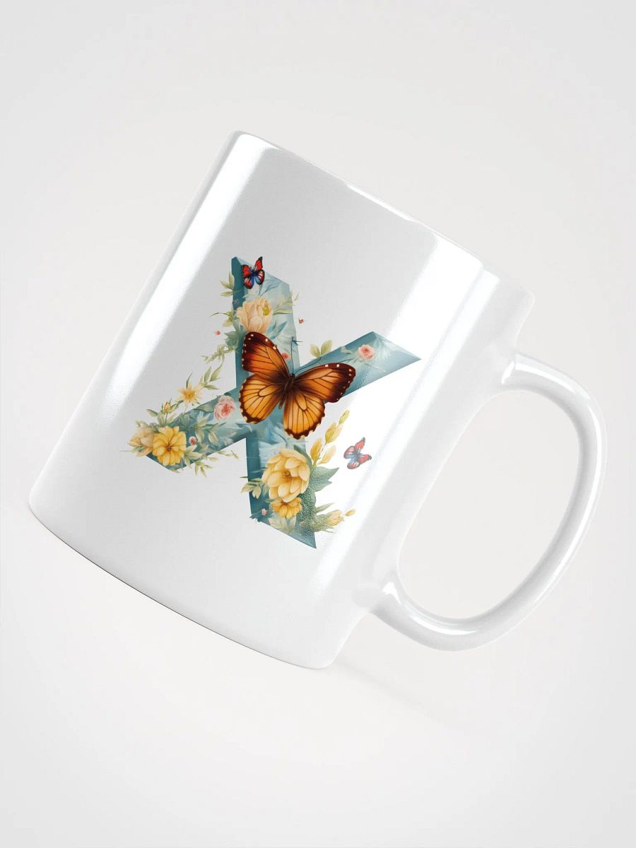 Letter X Monogram Floral Fantasy White Glossy Mug product image (10)