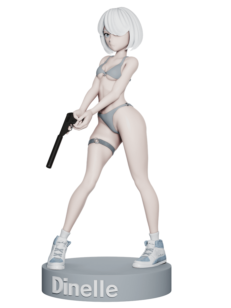 Dinelle w/ silenced pistol figure - Original character printable .STL product image (1)