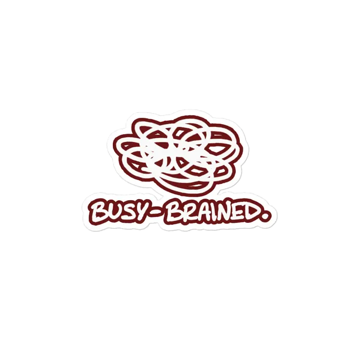 BUSY-BRAINED (lined design, #6D1616) magnet product image (2)