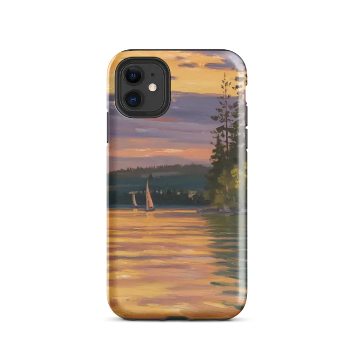 Sunset Lake Sailing, Tough Case for iPhone® by Allcolor product image (2)