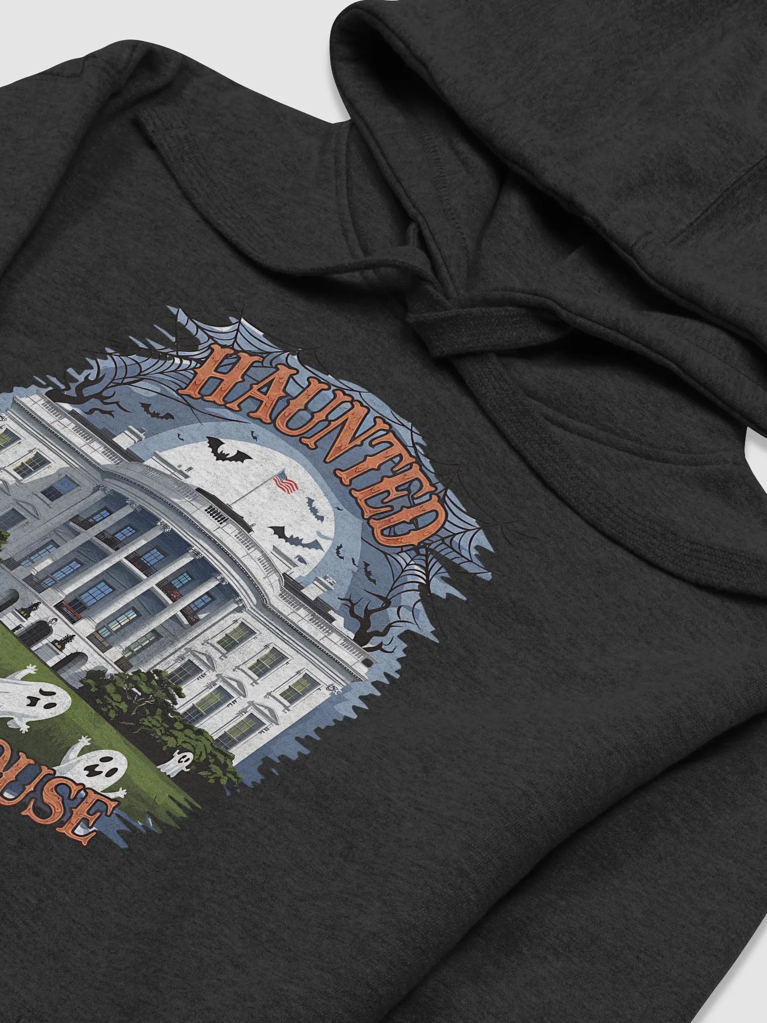 Haunted White House Halloween Hoodie, Spooky Ghosts & Bats Design, Presidential Halloween Hoodie, 2024 Fall Apparel product image (12)