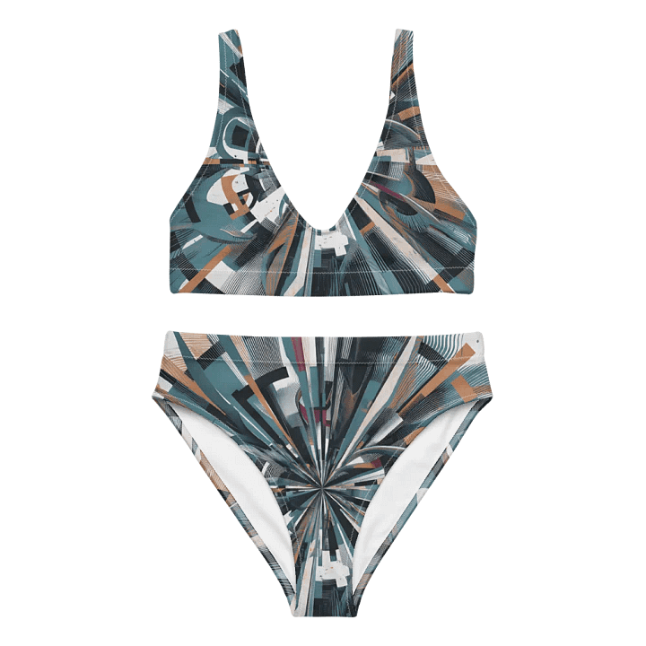 Abstract Lithographic Pattern Design High Waisted Bikini - V13 product image (2)