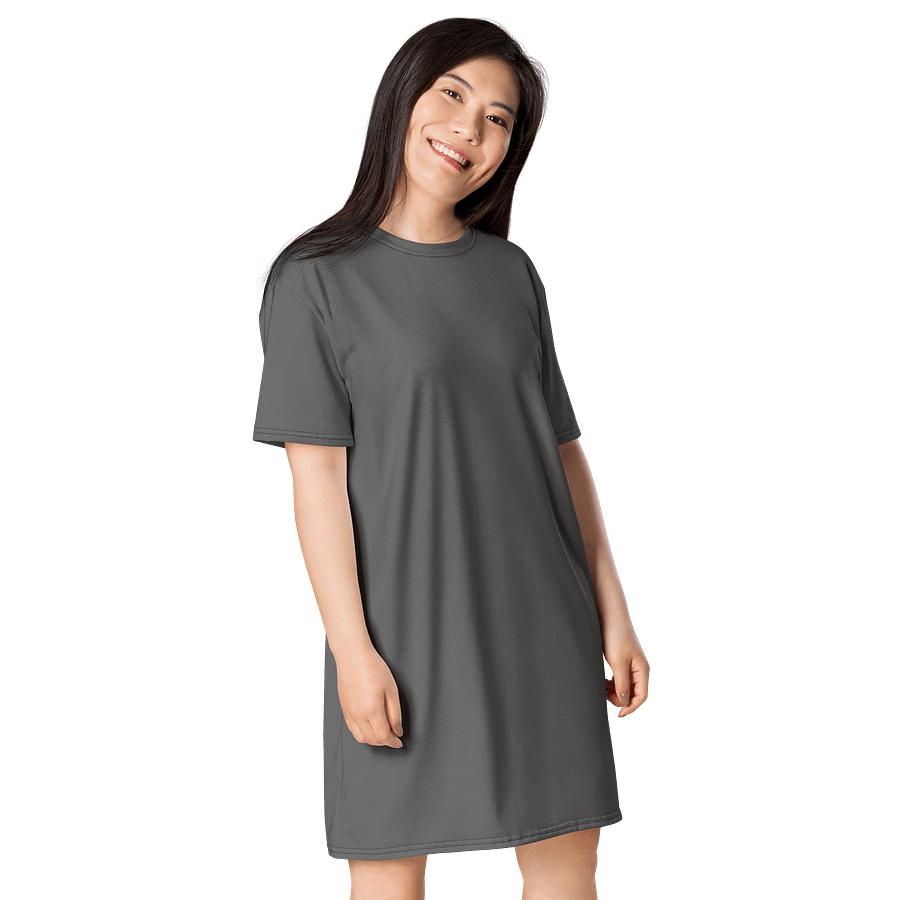 Thunderstorm Gray Solid Color T-Shirt Dress product image (4)