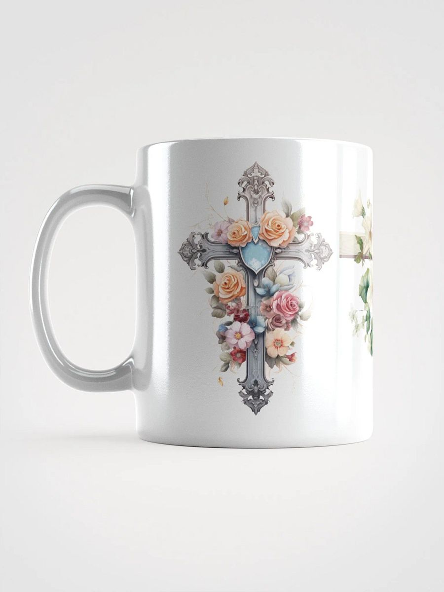 Floral Crosses White Glossy Mug product image (4)