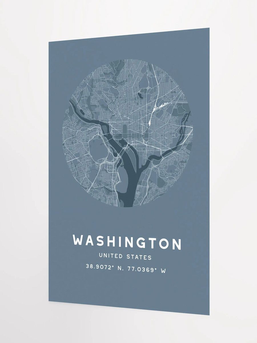 Washington Street Map Poster – Blue Minimalist Circular City Art product image (6)