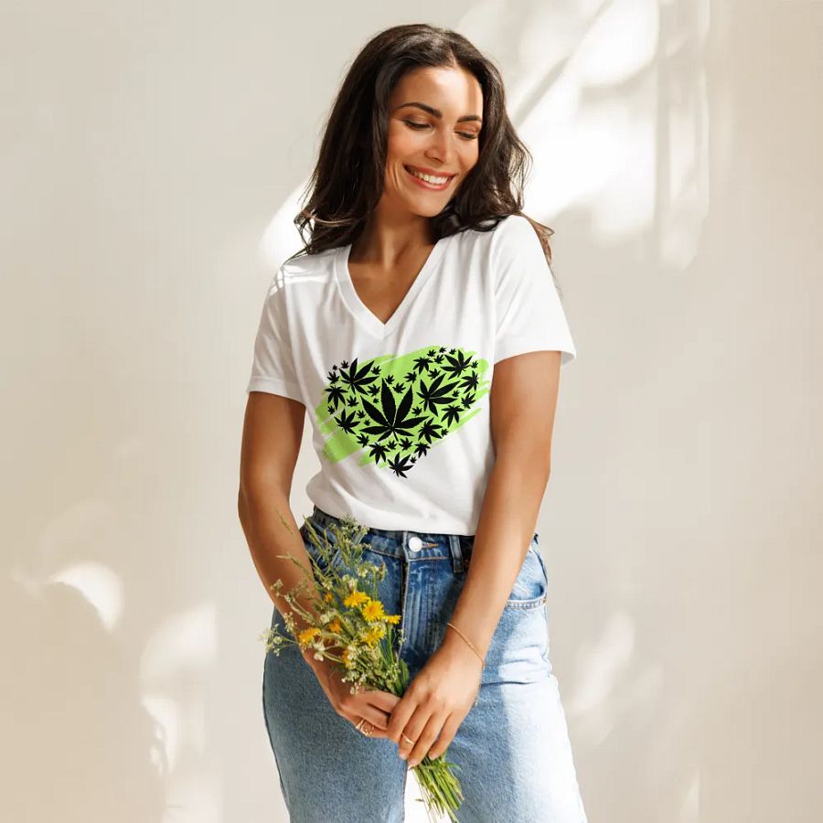 Canna Love Silhouette Relaxed V-Neck Tee product image (11)