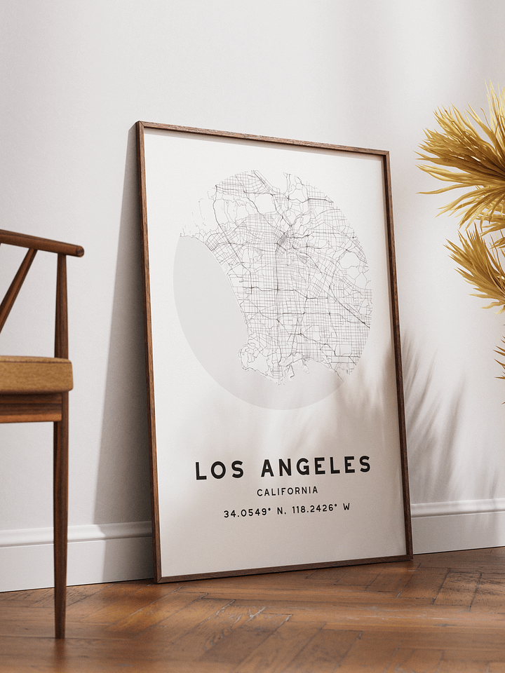 Los Angeles Street Map Poster – White Minimalist Circular City Art product image (2)