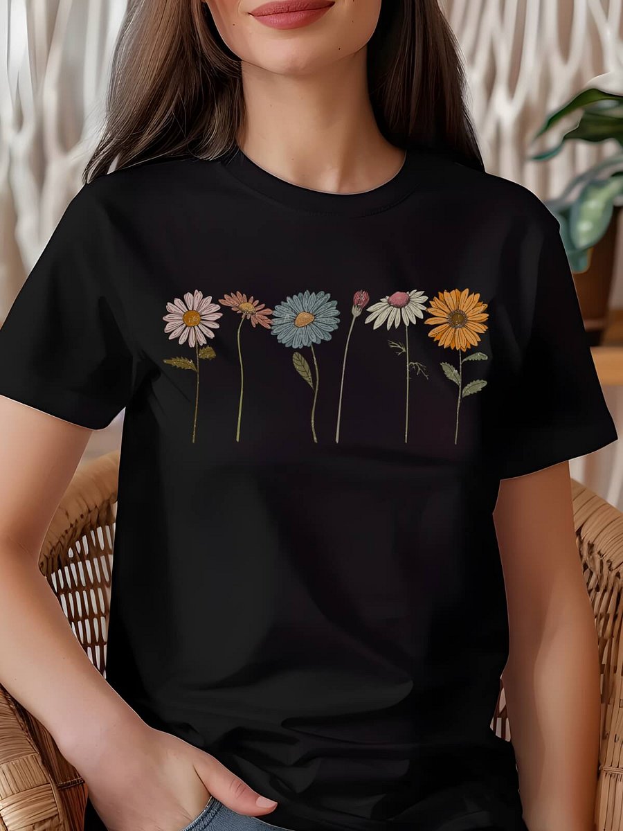 Daisy Flower Shirt Boho Botanical Tee April Birth Month Flower T-Shirt Gift For Her product image (1)