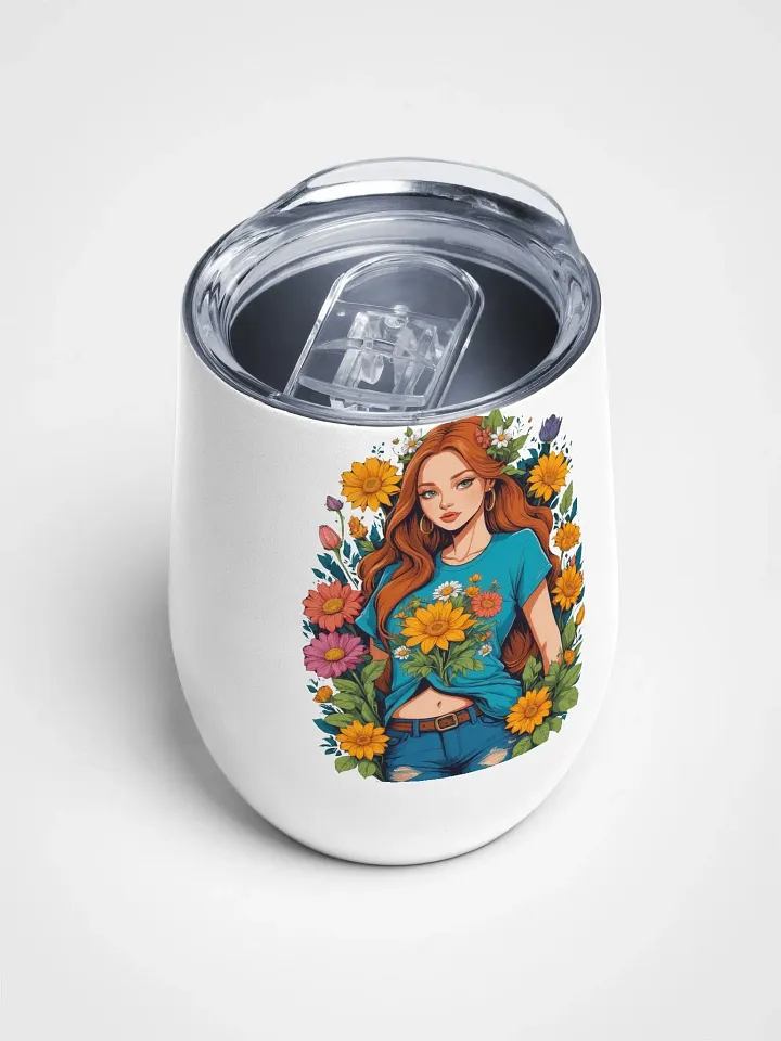 Bloomcore Flower Girl - Wine Tumbler Cup - 12 oz - High-Grade Stainless Steel - v1 product image (2)