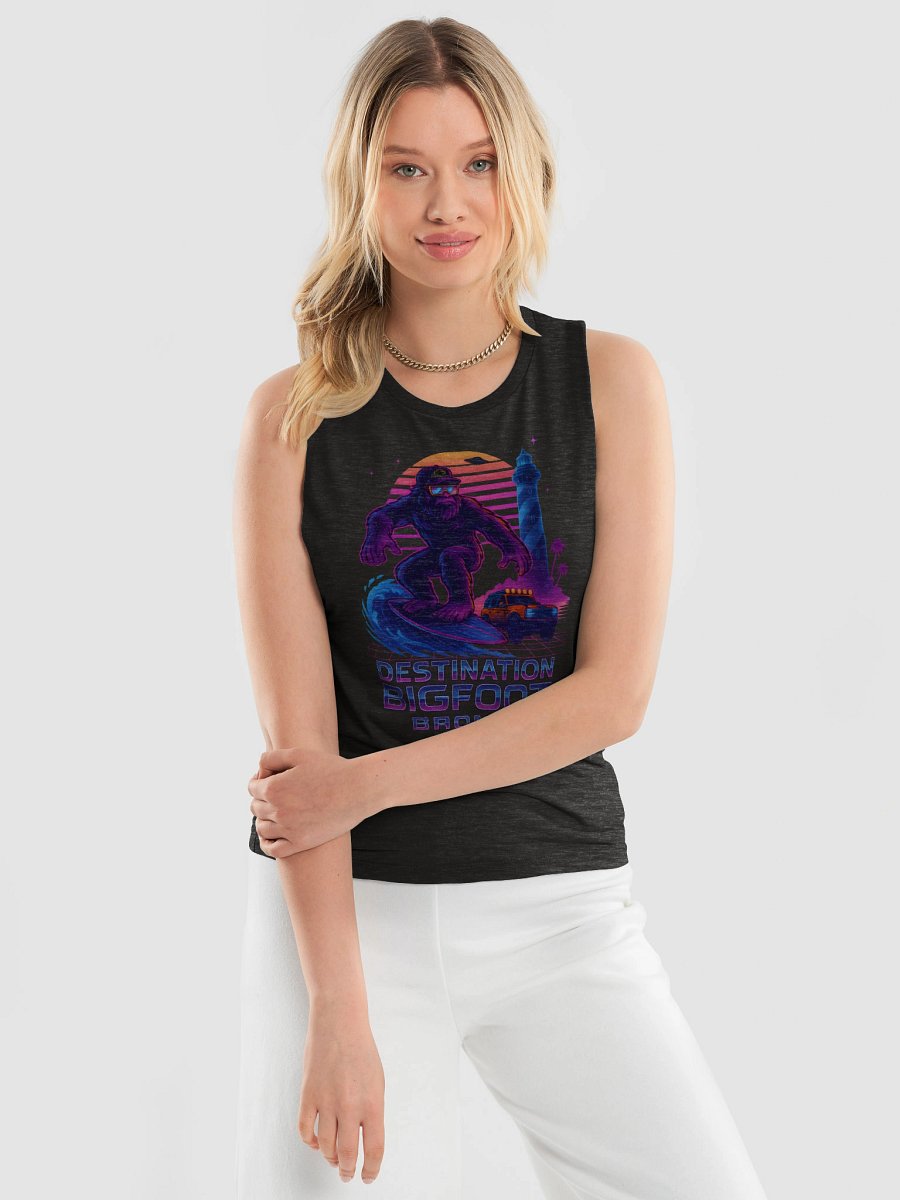 Destination Bigfoot Bronco Synthwave Flowy Women's Muscle Tank (Multiple Colors Available) product image (3)