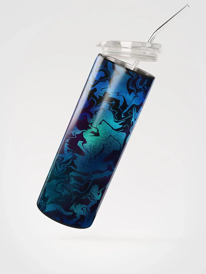 Explore Cosmic Delights with our Blue Galaxy Print Stainless Steel Tumbler | Eco-Friendly 20 oz Tumbler with Reusable Straw product image (2)