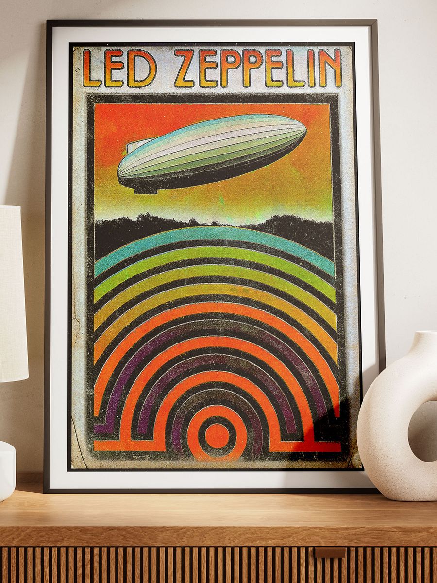 1970s Led Zeppelin Poster | Psychedelic Concert Rock Art Print Memorabilia | Iconic 70s Vintage Music Retro Wall Decor for Rock N Roll Fans product image (9)