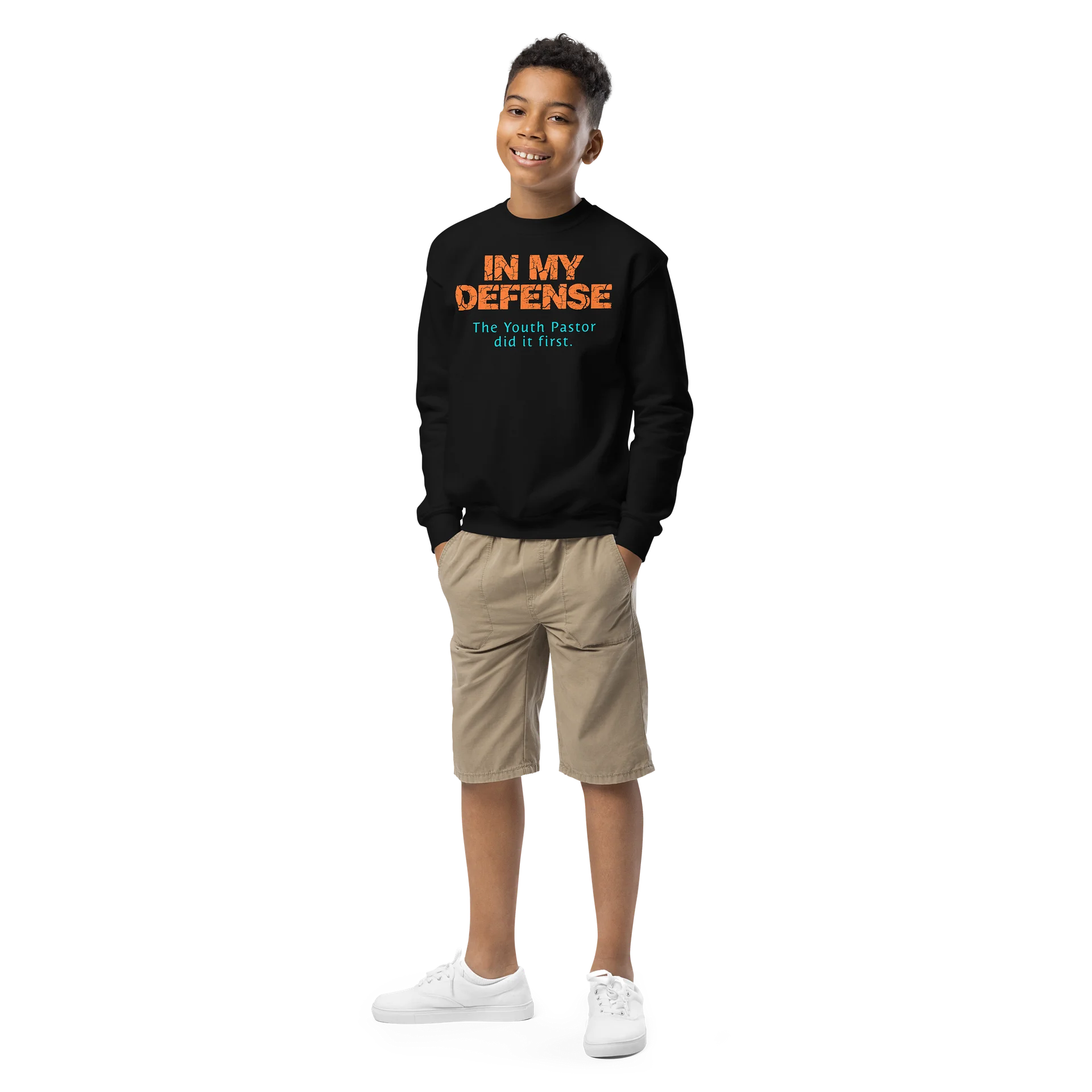 Funny In My Defense the Youth Pastor did it first Youth Crew Neck Sweatshirt product image (2)
