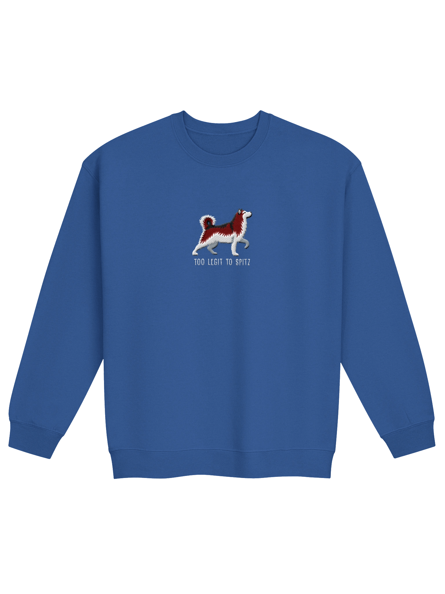 Too Legit to Spitz Sweatshirt (Embroidered) of an Alaskan Malamute(Red & White) product image (13)