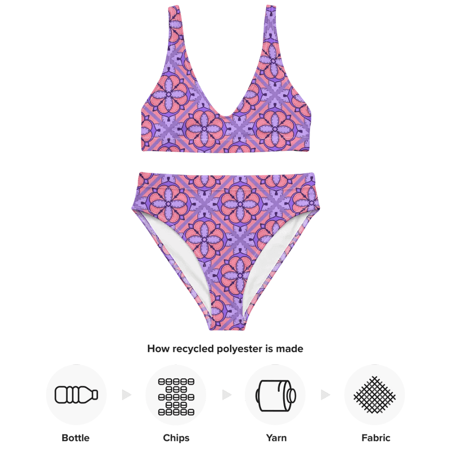 Peach and Lilac Symmetry Pattern High Waisted Bikini product image (5)