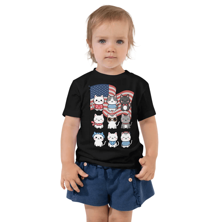 Cute Patriotic Cat T-Shirt – 4th of July Kawaii Kitten USA Flag Tee product image (1)