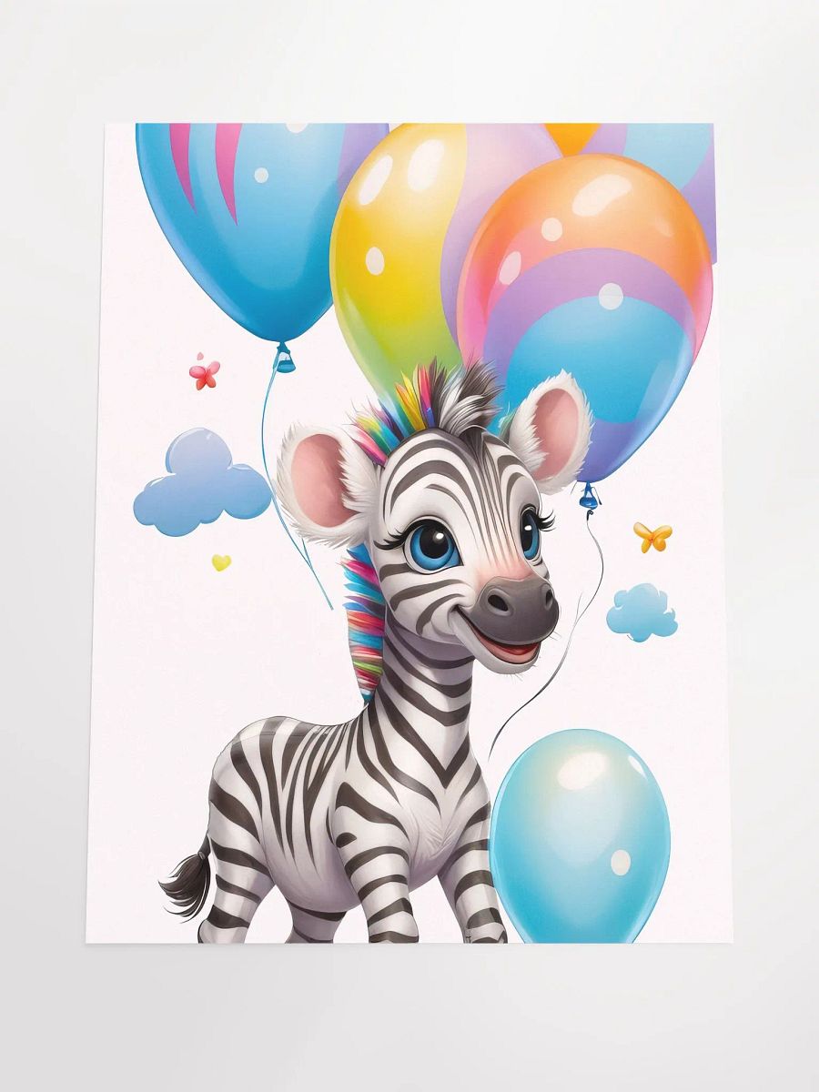 Baby Zebra - Poster - Nursery-Kids Room - Medium Size 18x24 Inches product image (3)