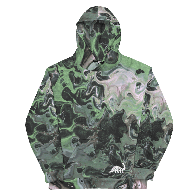 Metallic Green Fluid Acrylic All-Over Print Hoodie product image (9)