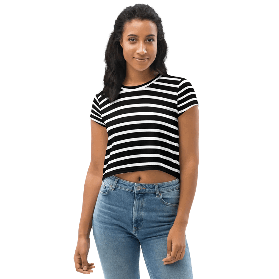 Black & White Stripes Crop Top product image (3)