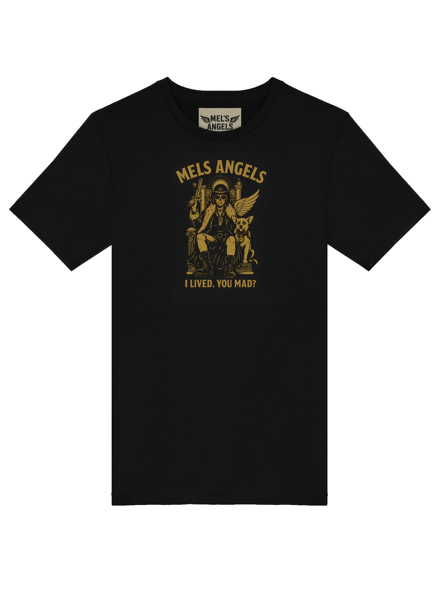 Mel’s Angels “I Lived. You Mad?” T-Shirt – Bella+Canvas Unisex Graphic Tee, Rebel Dog Lover Apparel product image (5)