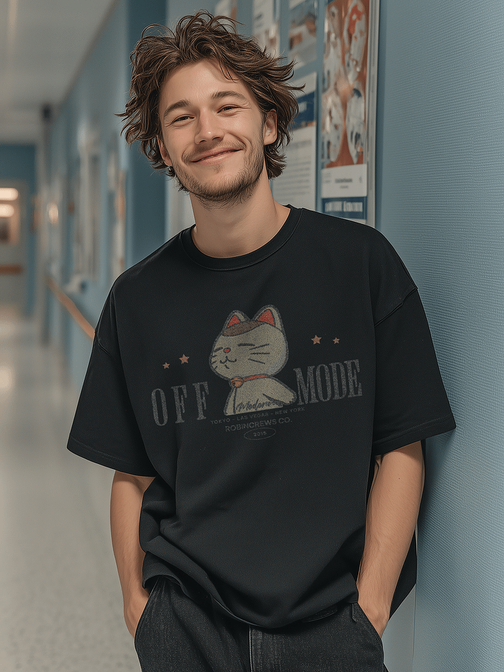 Off Mode Cat T Shirt Relaxed Graphic Tee product image (2)