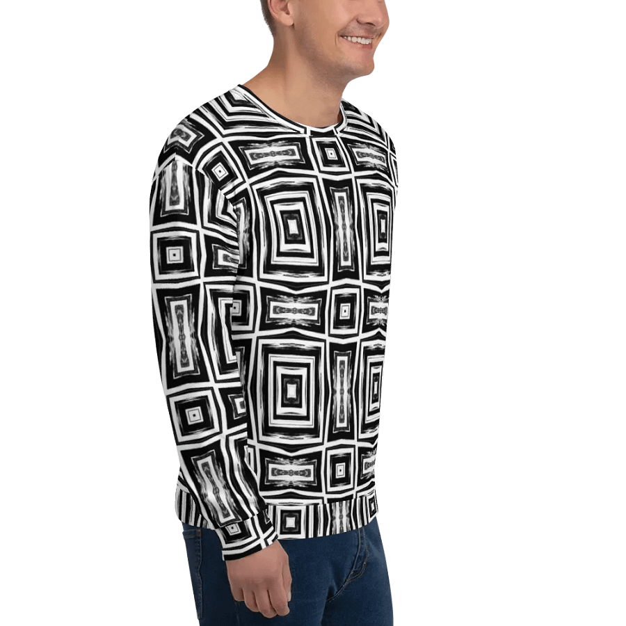 Abstract Monochrome Repeating Pattern Unisex All Over Print Sweatshirt product image (9)
