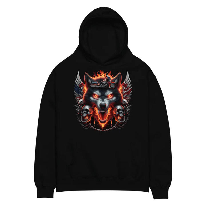 Fierce Wolf & Motorcycle Gothic Hoodie #34 product image (2)