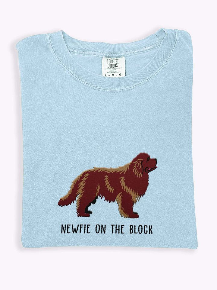 Newfie on the Block T-Shirt(Embroidered) of a Newfoundland(Brown) product image (1)