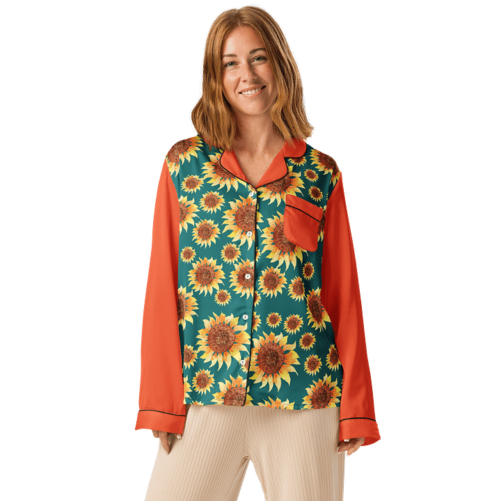 Orange Sunflower Pajama Top product image (2)