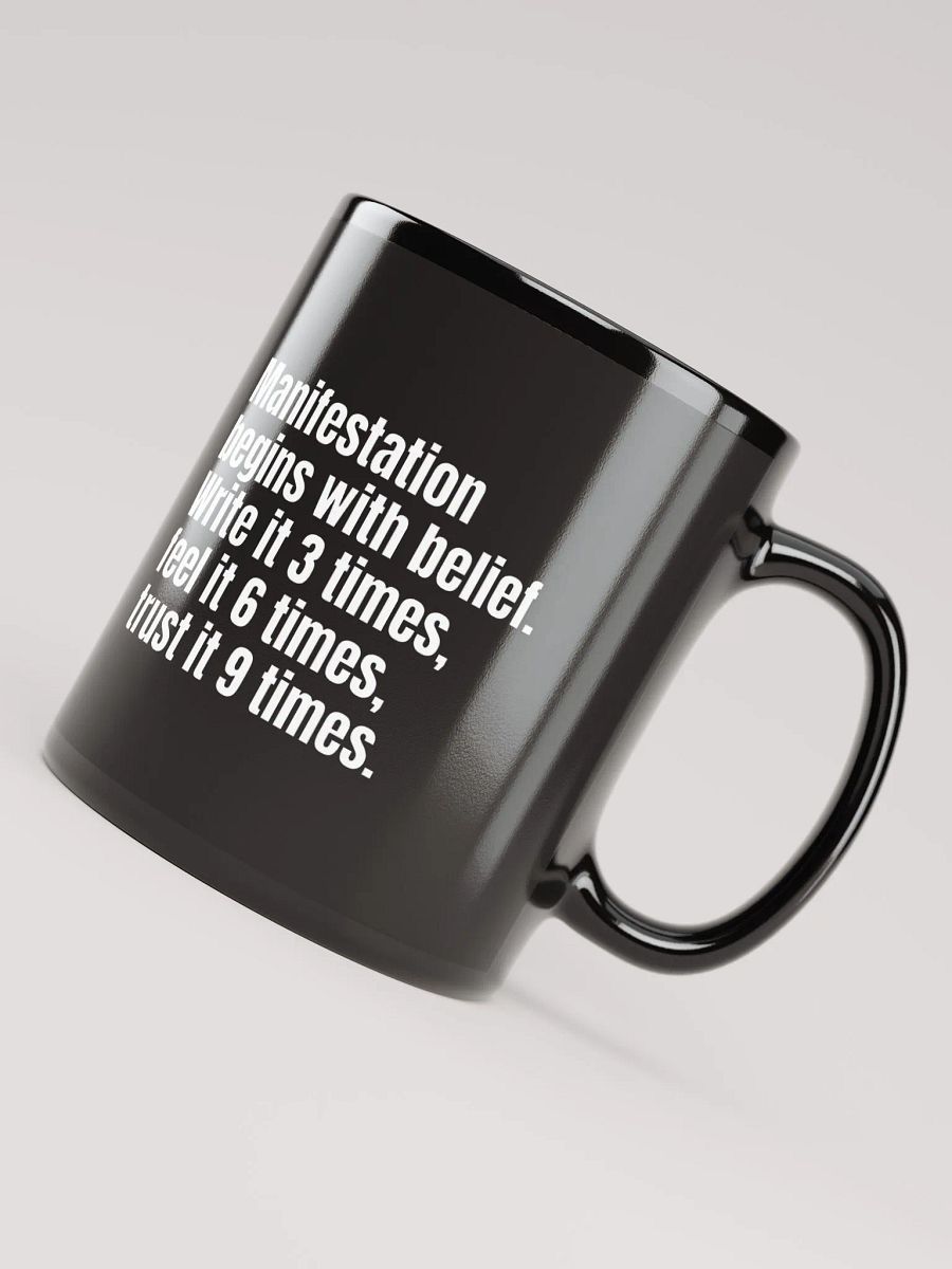 Black Ceramic Mug with Inspirational Quote – "Manifestation Begins with Belief" – Perfect for Mindfulness and Self-Care product image (8)